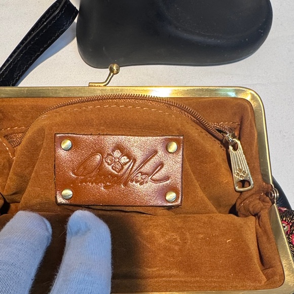 Patricia Nash Black and Red Leather Patchwork Wristlet - Picture 6 of 11